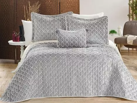 L'Essentiel Linge de Maison, Brillance - Grey, Комплект двуспального покрывала, серый, 100% БАРХАТ, 250 x 250 см