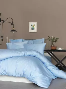 L'Essentiel Linge de Maison, De Blue, атласный комплект пододеяльников размера Super King Size (FR), синий, 100 % хлопковый сатин, 260 x 220 см
