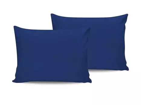 L'Essentiel Linge de Maison, De Dark Blue, Комплект атласных наволочек (2 предмета) (EU) (IT), темно-синий, 100 % хлопковый сатин, 50 x 80 см