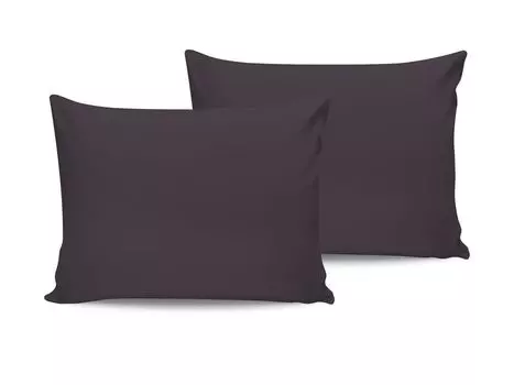 L'Essentiel Linge de Maison, De Dark Grey, Комплект атласных наволочек (2 предмета) (EU) (IT), темно-серый, 100 % хлопковый сатин, 50 x 80 см