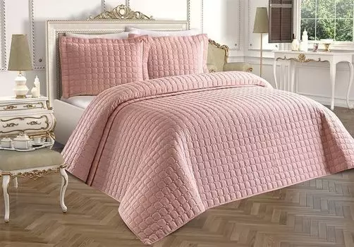 L'Essentiel Linge de Maison, Estiva - Powder, Комплект двуспального покрывала, пудра, 100% ХЛОПОК, 250 x 260 см