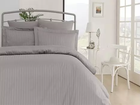 L'Essentiel Linge de Maison, Exclusive Line - Silver Grey, комплект двойных пододеяльников из сатина, серебристый, 100 % хлопковый сатин, 200 x 220 см