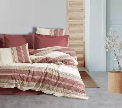 L'Essentiel Linge de Maison, Kenway — Бордовый красный, Комплект пододеяльников Ranforce, винно-красный, 100 % ХЛОПОК RANFORCE, 160 x 220 см