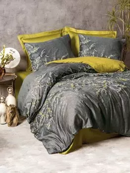 L'Essentiel Linge de Maison, Libby - Зеленый, атласный комплект пододеяльников (FR), зеленый, 100% хлопковый сатин, 140 x 200 см