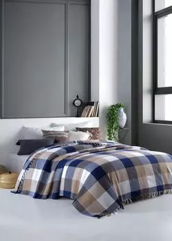 L'Essentiel Linge de Maison, Linda - Синий, Двойное Пике, Синий, 100 % ХЛОПОК, 200 x 220 см