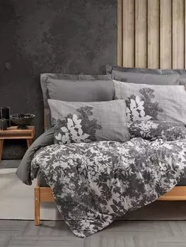 L'Essentiel Linge de Maison, Lunt - Антрацит, комплект двойного пододеяльника Ranforce, антрацит, 100 % ХЛОПОК RANFORCE, 200 x 220 см