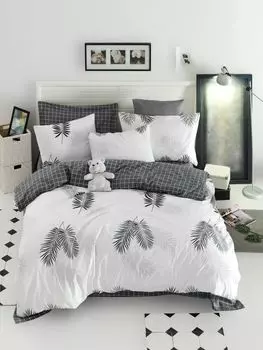 L'Essentiel Linge de Maison, Pipong - Black, White, комплект двойного пододеяльника, черный, 65 % ХЛОПОК / 35 % ПОЛИЭСТЕР, 200 x 220 см