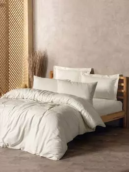 L'Essentiel Linge de Maison, Плед - кремовый, комплект двойного пододеяльника Ranforce, кремовый, 100 % ХЛОПОК RANFORCE, 200 x 220 см