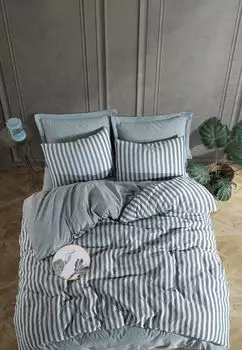 L'Essentiel Linge de Maison, Road Potlu - Зеленый, комплект двойного пододеяльника, зеленый, 70 % ХЛОПОК / 30 % ПОЛИЭСТЕР, 200 x 220 см