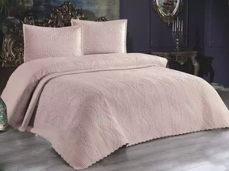 L'Essentiel Linge de Maison, Sena - Комплект двуспального покрывала Powder, пудра, 100% ХЛОПОК, 230 x 250 см