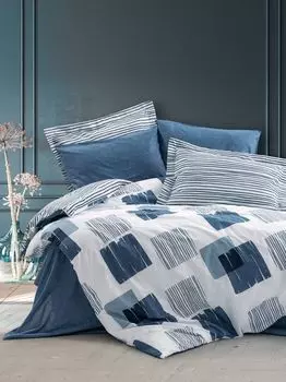 L'Essentiel Linge de Maison, Solito - Indigo Blue, Комплект двойного пододеяльника Ranforce, Синий индиго, 100 % ХЛОПОК RANFORCE, 200 x 220 см