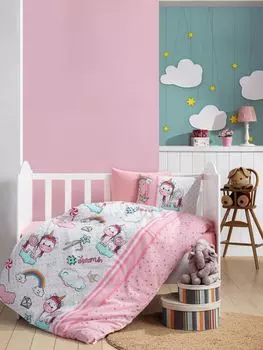 L'Essentiel Linge de Maison, Unicorn v2 - Розовый, Комплект детских пододеяльников, розовый, 100 x 150 см