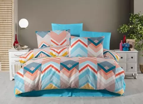 L'Essentiel Linge de Maison, Waves, комплект пододеяльников (FR), синий, 50 % ХЛОПОК / 50 % ПОЛИЭСТЕР, 140 x 200 см