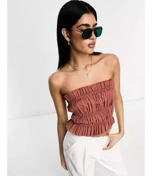 Льняная бандо терракотового цвета со сборками ASOS DESIGN