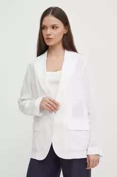 Льняная блейзер Sisley, белый