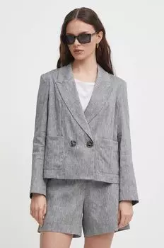 Льняная блейзер Sisley, серый