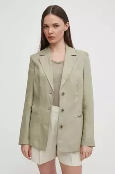 Льняная блейзер United Colors of Benetton, зеленый
