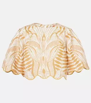 Льняная блуза Printed Farm Rio, Off-White