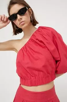 Льняная блузка Abercrombie & Fitch, розовый