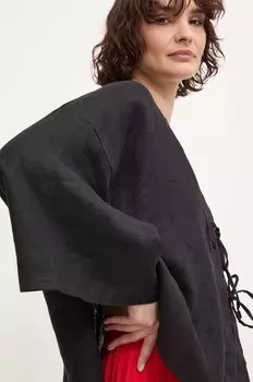 Льняная блузка Answear Lab, черный