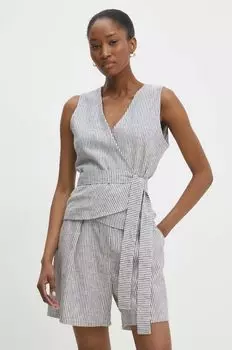 Льняная блузка Answear Lab, синий