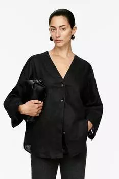 Льняная блузка Arket, черный