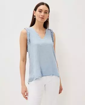 Льняная блузка без рукавов голубого цвета Phase Eight, светло-синий