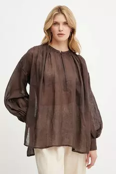 Льняная блузка Luisa Spagnoli, коричневый