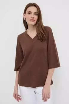 Льняная блузка Max Mara Leisure, коричневый