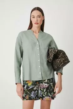 Льняная блузка Medicine, зеленый