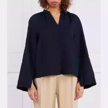 Льняная блузка оверсайз приталенного кроя Marc O'Polo, синий