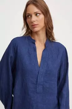 Льняная блузка Polo Ralph Lauren, темно-синий