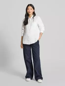 Льняная блузка прямого кроя с нагрудным карманом, модель «LINO» Mango, кремовый