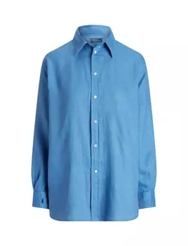 Льняная блузка с длинными рукавами Polo Ralph Lauren, синий