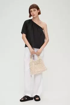 Льняная блузка с открытыми плечами S Oliver, черный