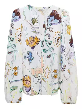 Льняная блузка с принтом Dorothee Schumacher, белый