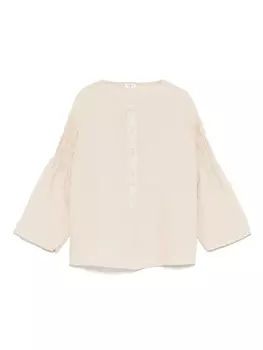 Льняная блузка со сборками Il Gufo, нейтральный