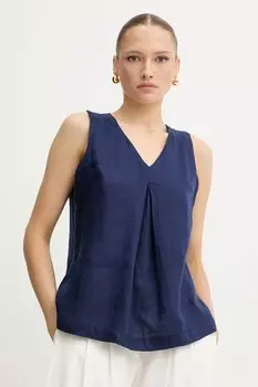 Льняная блузка United Colors Of Benetton, темно-синий