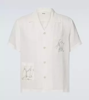 Льняная боулинговая рубашка для лыжников Bode, White Multi