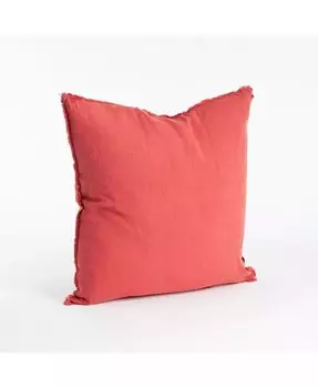 Льняная декоративная подушка с бахромой, 20 x 20 дюймов Saro Lifestyle, оранжевый