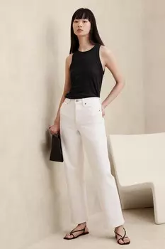 Льняная футболка без рукавов боксерского кроя Banana Republic, черный