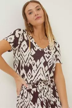 Льняная футболка FatFace Bold Ikat Maggie Fat Face, коричневый