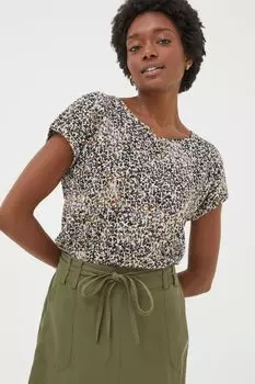 Льняная футболка Fatface Ivy в горошек Fat Face, бежевый