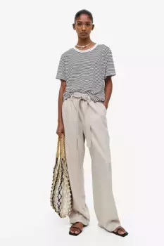 Льняная футболка H&M, белый