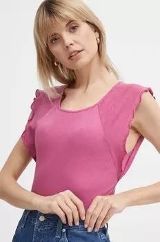Льняная футболка KAI Pepe Jeans, розовый