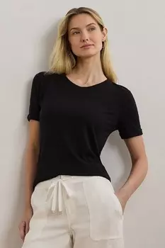 Льняная футболка Lauren Ralph Lauren, черный