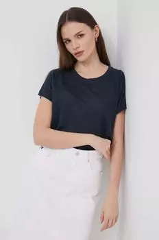 Льняная футболка Лилиан Pepe Jeans, темно-синий