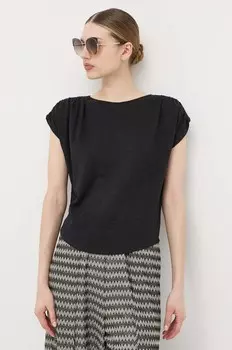 Льняная футболка Max Mara Leisure, черный