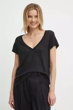 Льняная футболка Pepe Jeans, черный