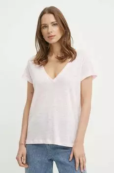 Льняная футболка Pepe Jeans, розовый